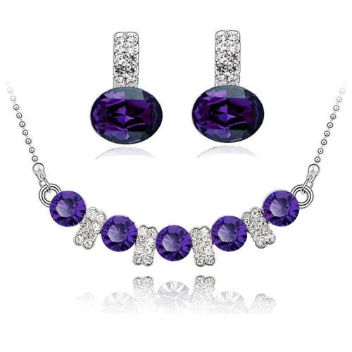 Austrian Crystal and Cubic Zirconia Necklace & Earrings Fashion Jewelry Set