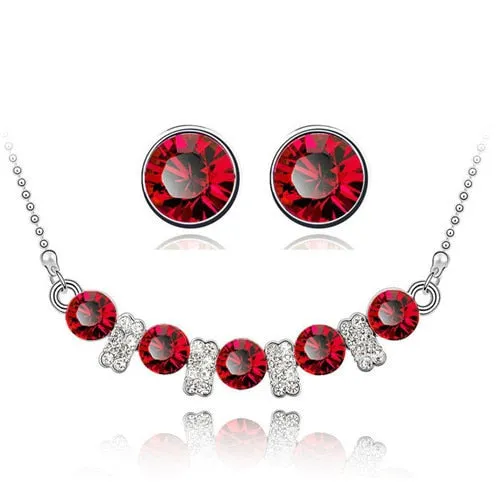 Austrian Crystal and Cubic Zirconia Necklace & Earrings Fashion Jewelry Set