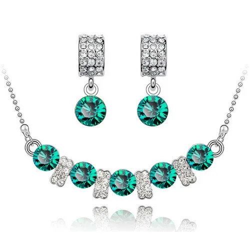 Austrian Crystal and Cubic Zirconia Necklace & Earrings Fashion Jewelry Set