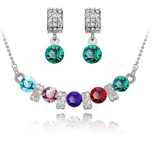 Austrian Crystal and Cubic Zirconia Necklace & Earrings Fashion Jewelry Set