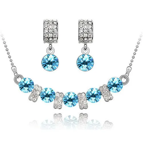 Austrian Crystal and Cubic Zirconia Necklace & Earrings Fashion Jewelry Set