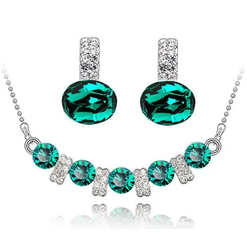 Austrian Crystal and Cubic Zirconia Necklace & Earrings Fashion Jewelry Set