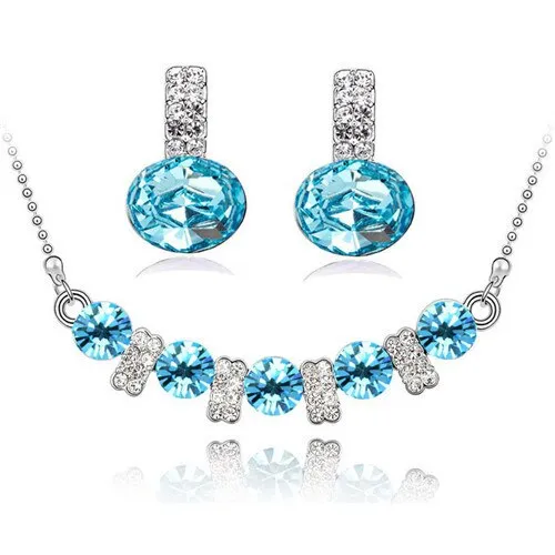 Austrian Crystal and Cubic Zirconia Necklace & Earrings Fashion Jewelry Set