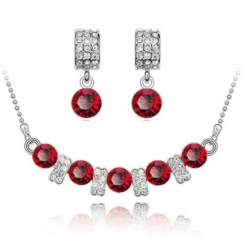 Austrian Crystal and Cubic Zirconia Necklace & Earrings Fashion Jewelry Set