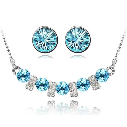 Austrian Crystal and Cubic Zirconia Necklace & Earrings Fashion Jewelry Set