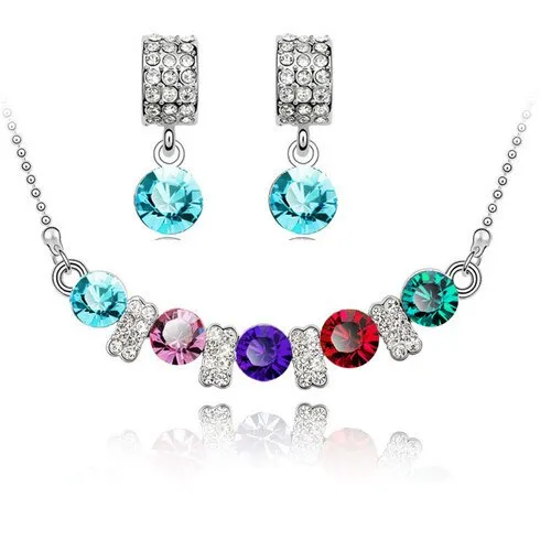 Austrian Crystal and Cubic Zirconia Necklace & Earrings Fashion Jewelry Set