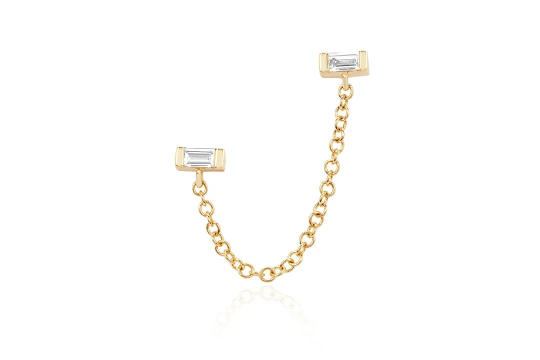 Baguette Diamond Chain Earring