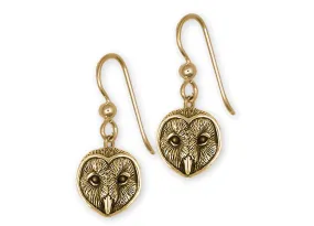 Barn Owl Jewelry 14k Gold Handmade Barn Owl Earrings  OW23X-FWG