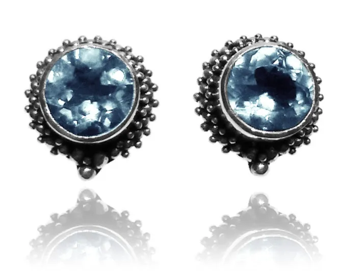 Big Bali Studs Blue Topaz