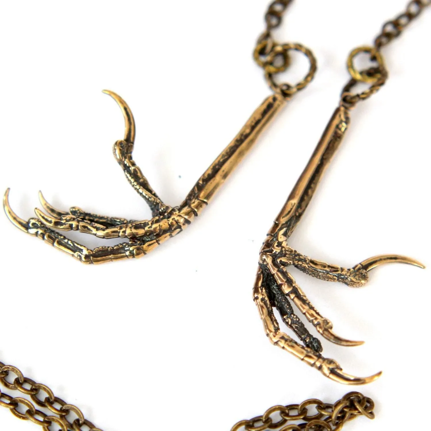 Bird Claw Lariat Necklace - Solid Hand Cast Bronze Double Lariat Necklace - Statement Gift For Her