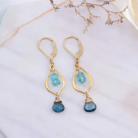 Bluebells and Tidepools - London Blue Topaz and Apatite 24k Gold Vermeil Chandelier Earrings