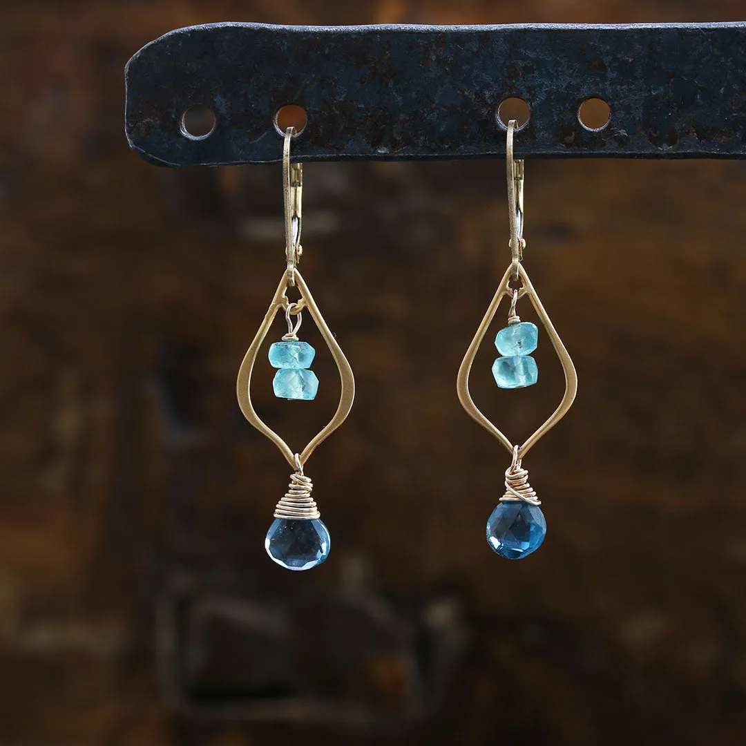 Bluebells and Tidepools - London Blue Topaz and Apatite 24k Gold Vermeil Chandelier Earrings