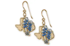 Bluebonnet Jewelry 14k White And Yellow Gold Handmade Bluebonnet Flower Earrings  BBD2XTX-EG