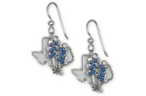 Bluebonnet Jewelry Sterling Silver Handmade Bluebonnet Flower Earrings  BBD2XTX-E