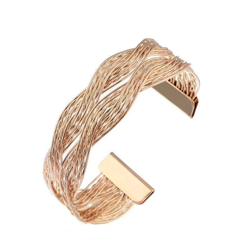 Braided Metal Wire Cuff Bracelet