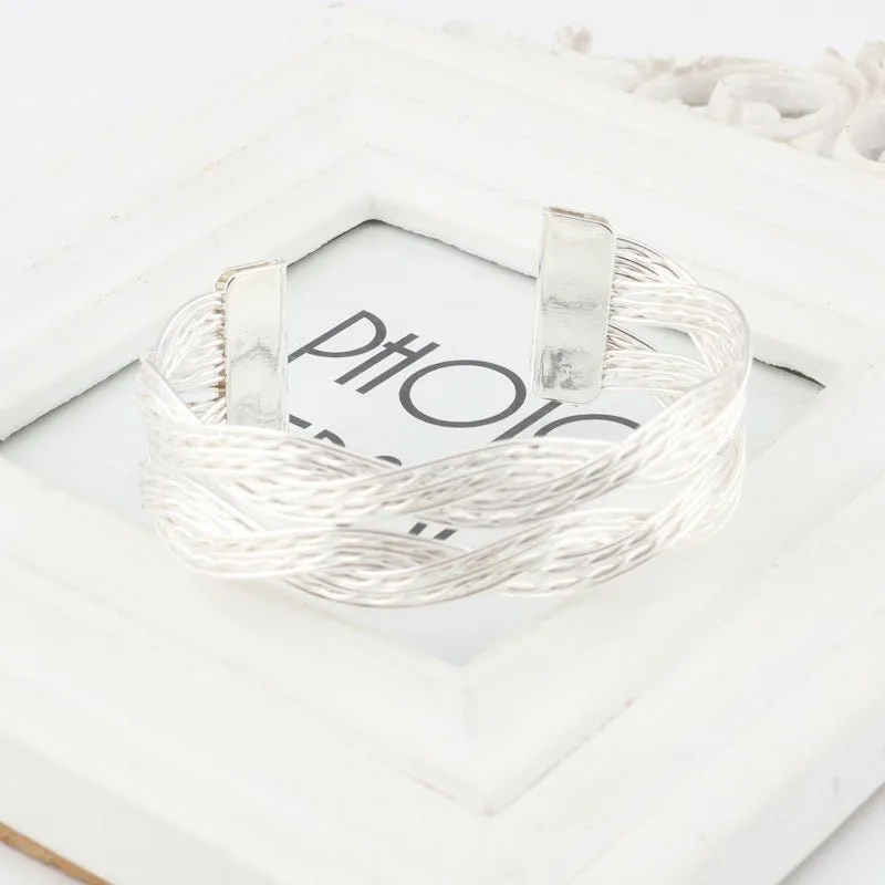 Braided Metal Wire Cuff Bracelet