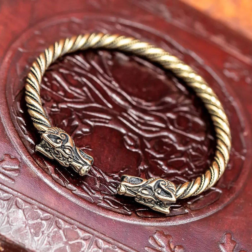 Bronze Fenrir Arm Ring Twisted Band