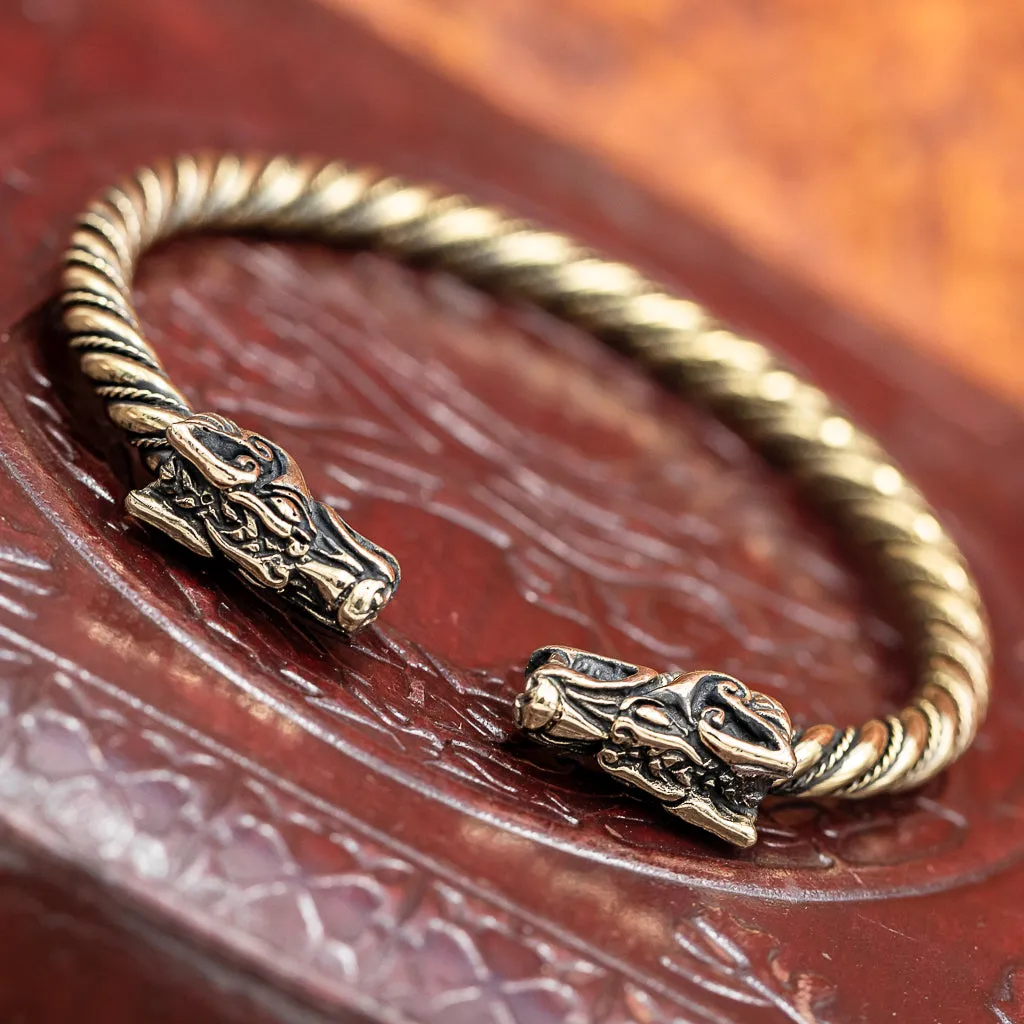 Bronze Fenrir Arm Ring Twisted Band