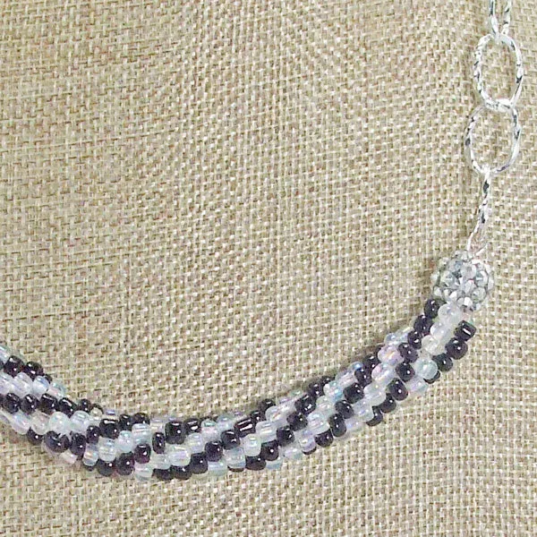 Caliope Black / White Bead Crochet Necklace