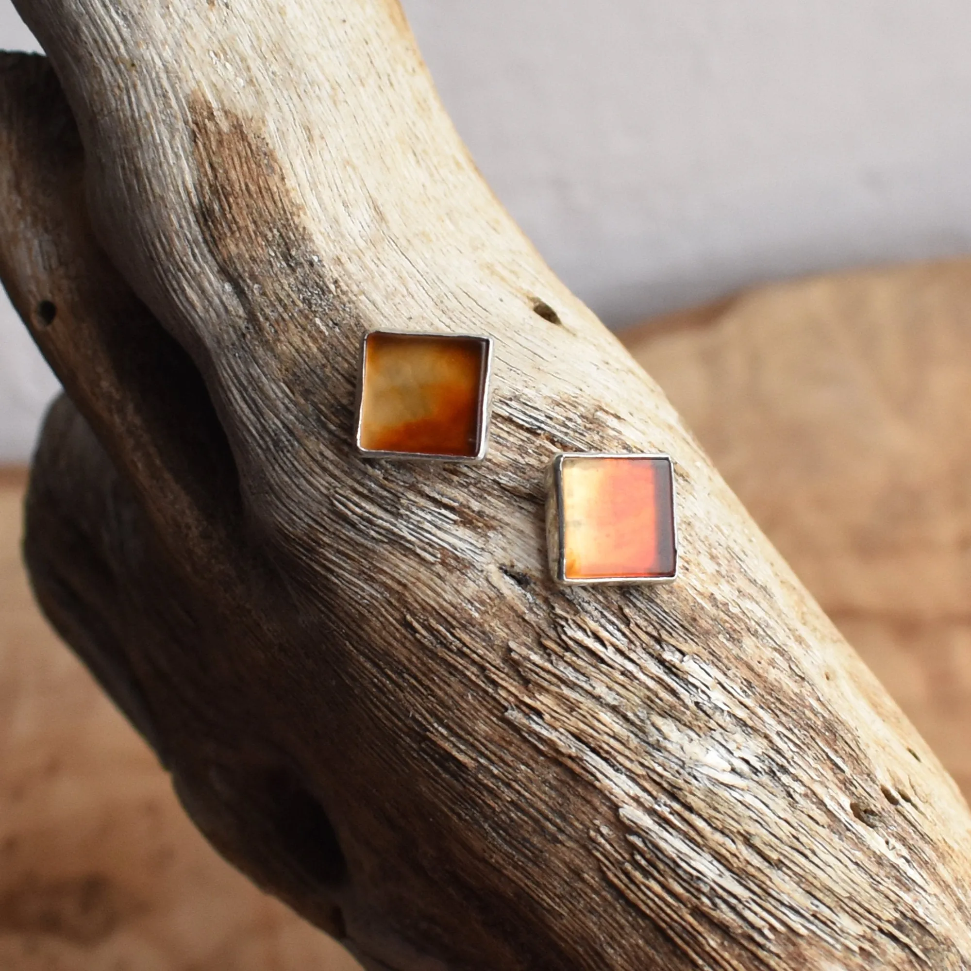 Carnelian Posts - Orange Carnelian Studs - Western Silver Posts - Silversmith Posts