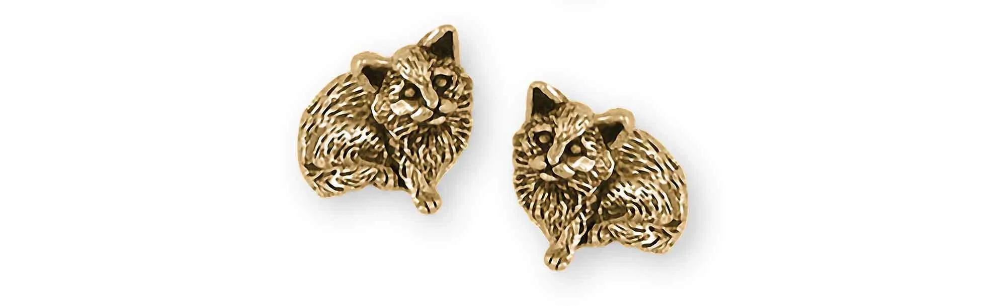 Cat Jewelry 14k Gold Handmade Cat Earrings  MN4-EG