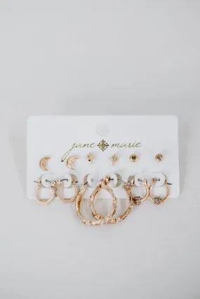 Celestial Crystal Chain Earring Set | 6 Pair