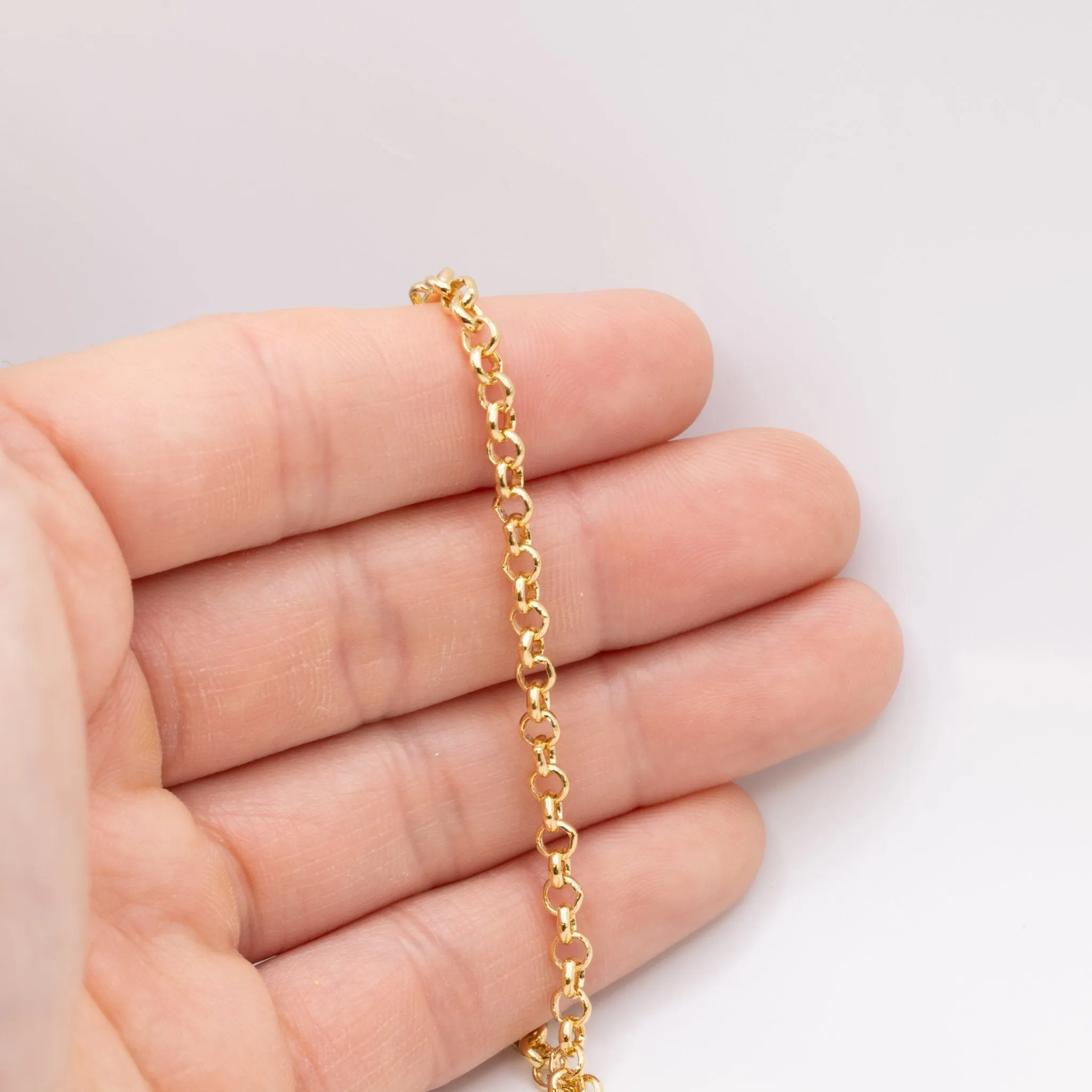 Charlotte Diamond Cut Rolo Chain, 14K Gold Overlay Plated, Wholesale Jewelry Chain