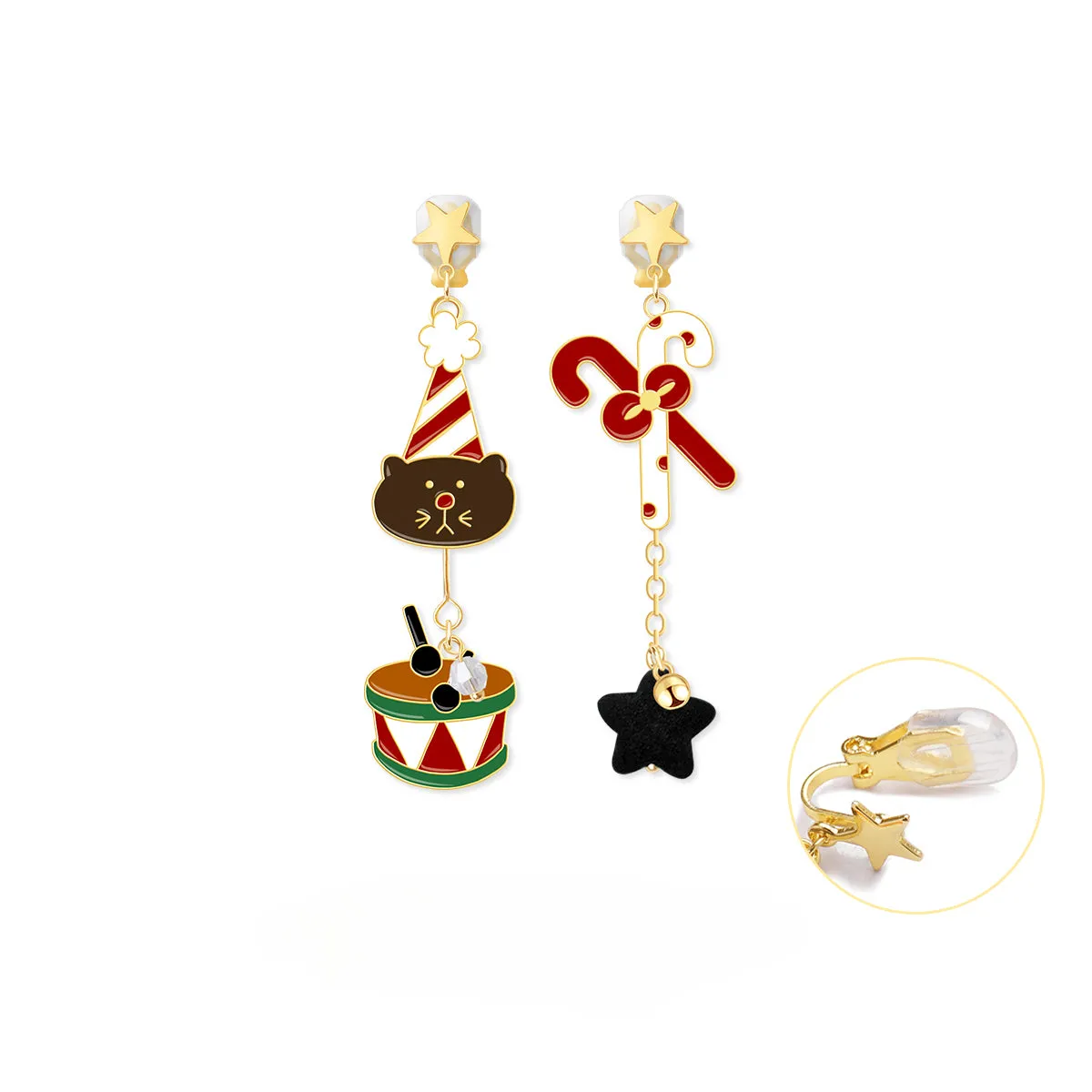 Christmas Earrings Cute Long Joker Ear Clip LJC7