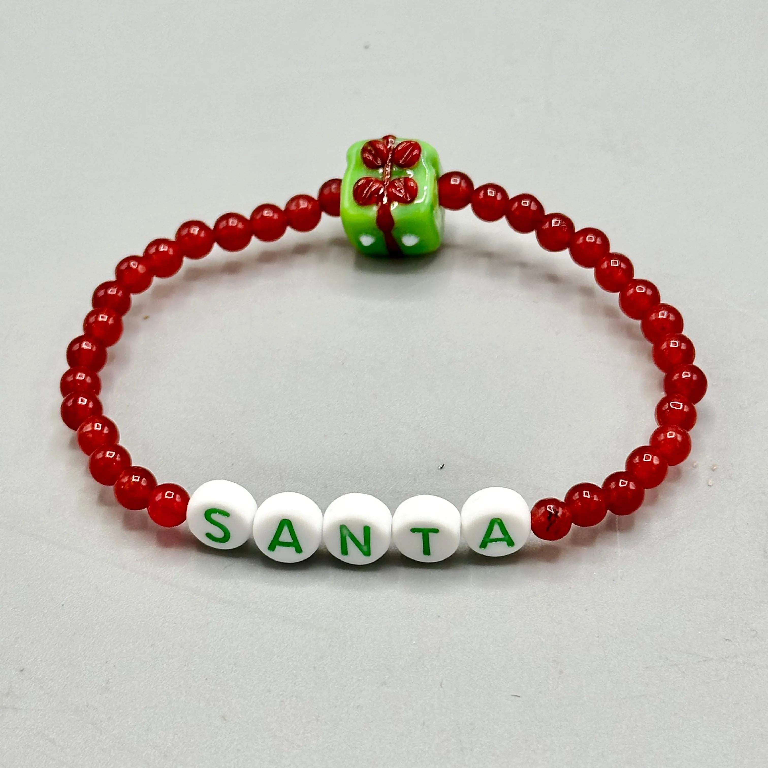 Christmas Santa Beaded Stretch Bracelet