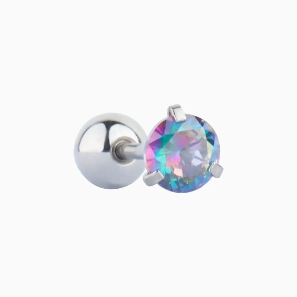 Colorful Round Gemstone Stud