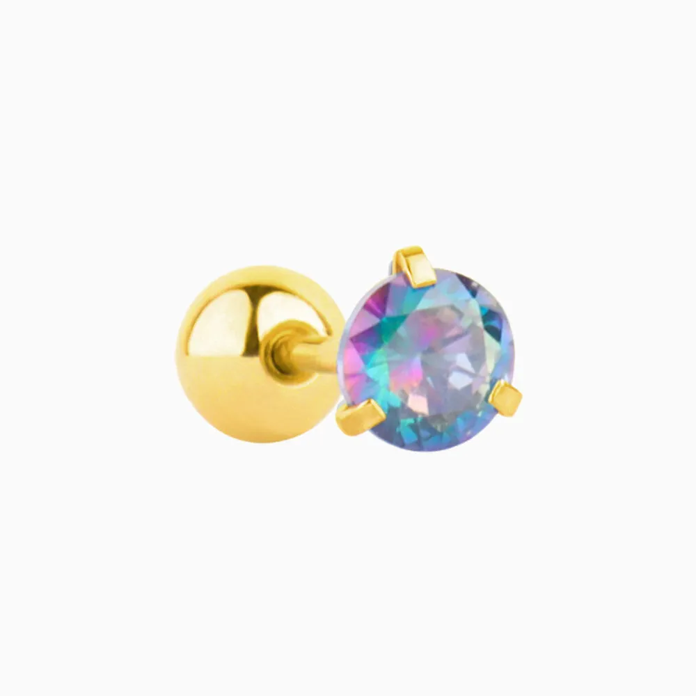 Colorful Round Gemstone Stud