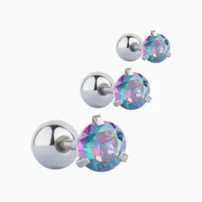 Colorful Round Gemstone Stud