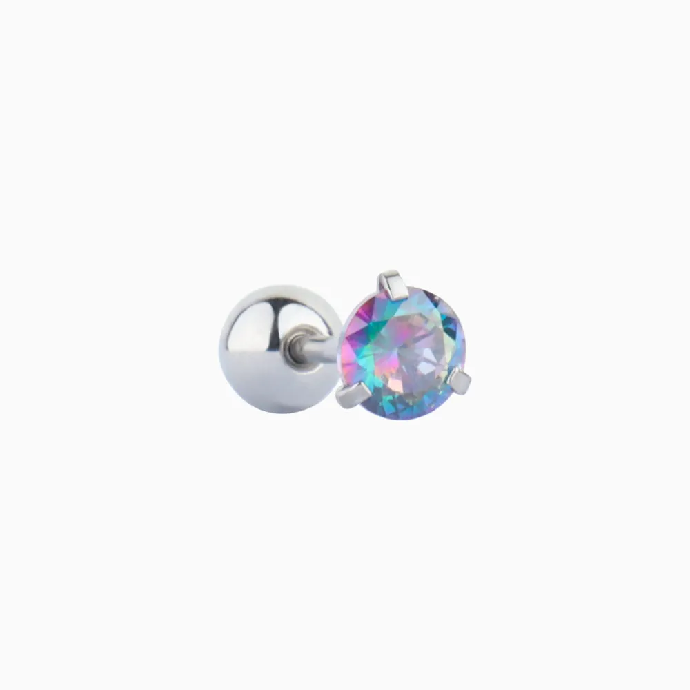 Colorful Round Gemstone Stud