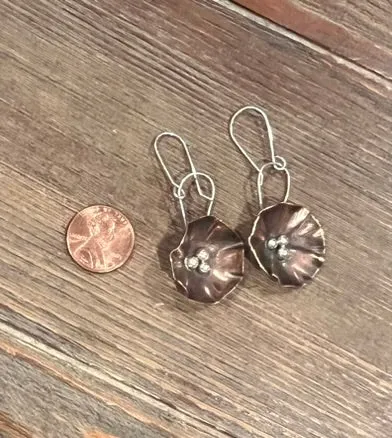 Copper and Silver Flower Earrings