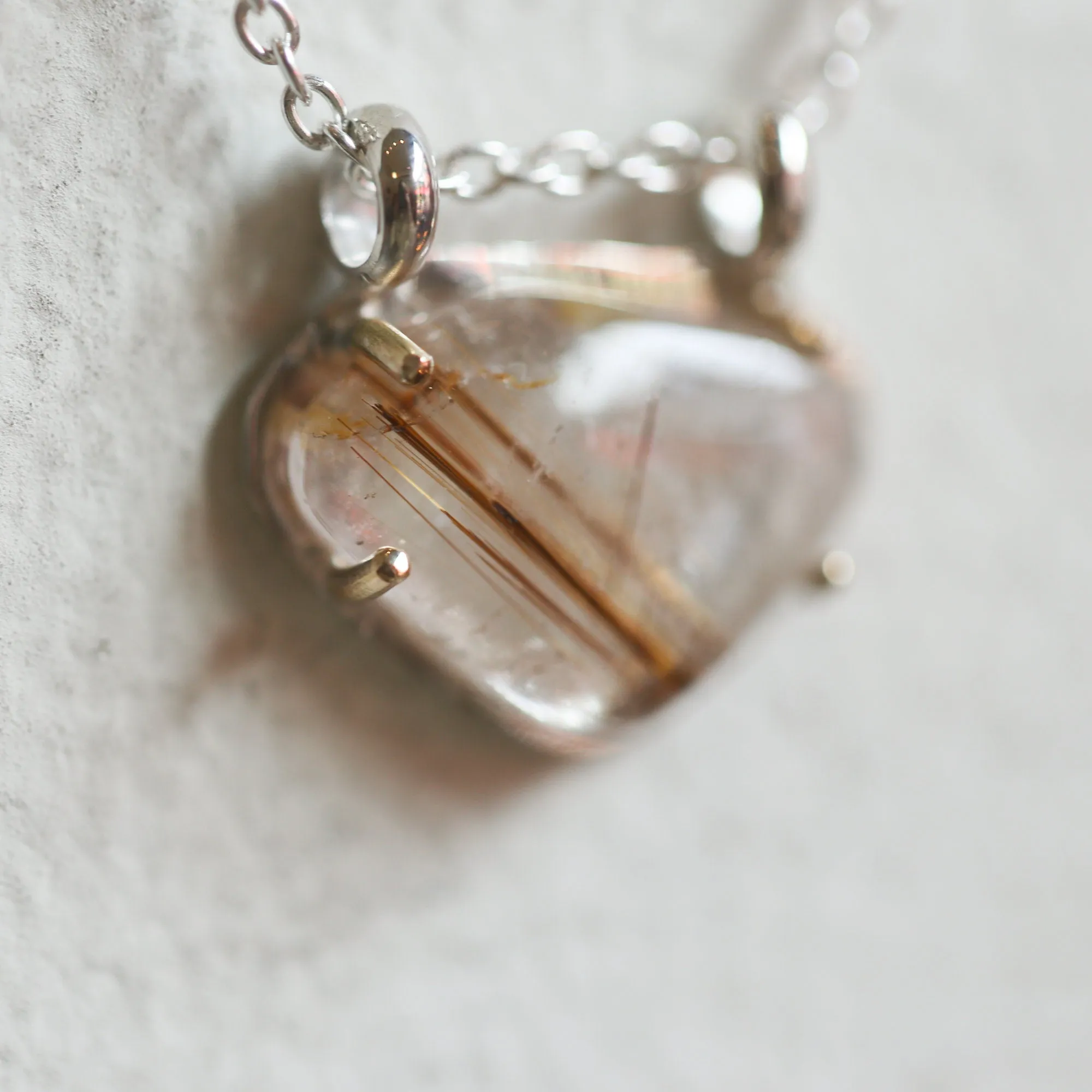 Copper Rutilated Quartz Pendant - Rutilated Quartz Necklace - Sterling Silver