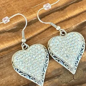 Crystal Heart Earrings - White - French Wire AJ01E