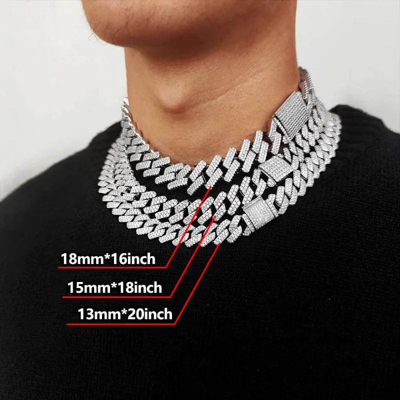 【Custom】20mm Three-row Full Zircon Box Buckle Necklace