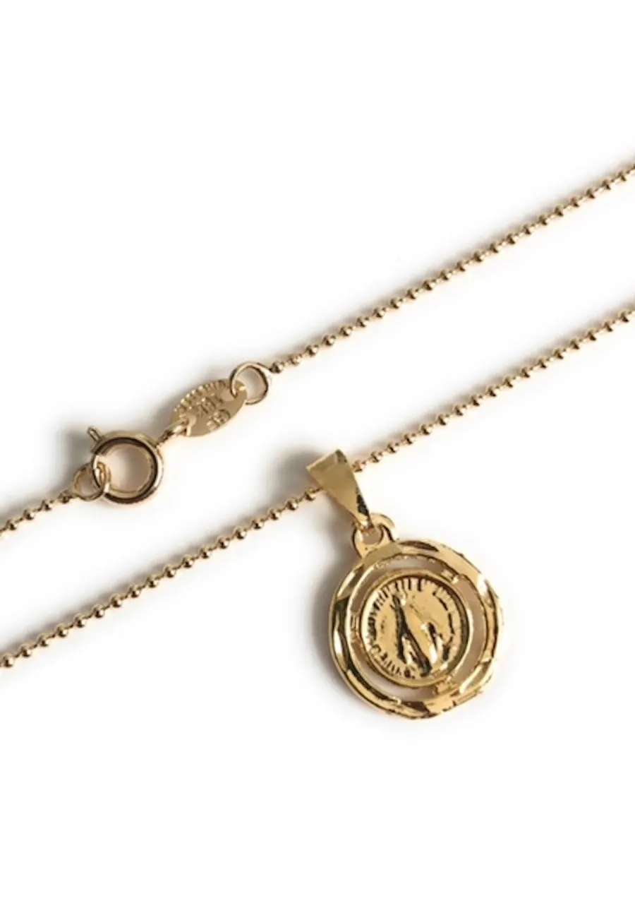 Dainty Coin Necklace Miraculous Medal Pendant