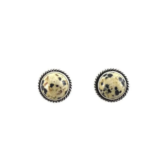 Dalmatian Jasper Posts - Spotted Jasper Studs - .925 Sterling Silver - Dalmatian Jasper Earrings