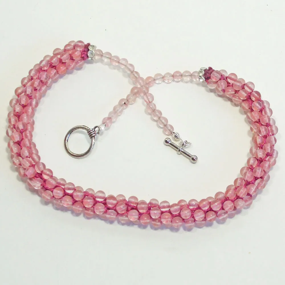 Danas, Pink Kumihimo Braided Bead Necklace