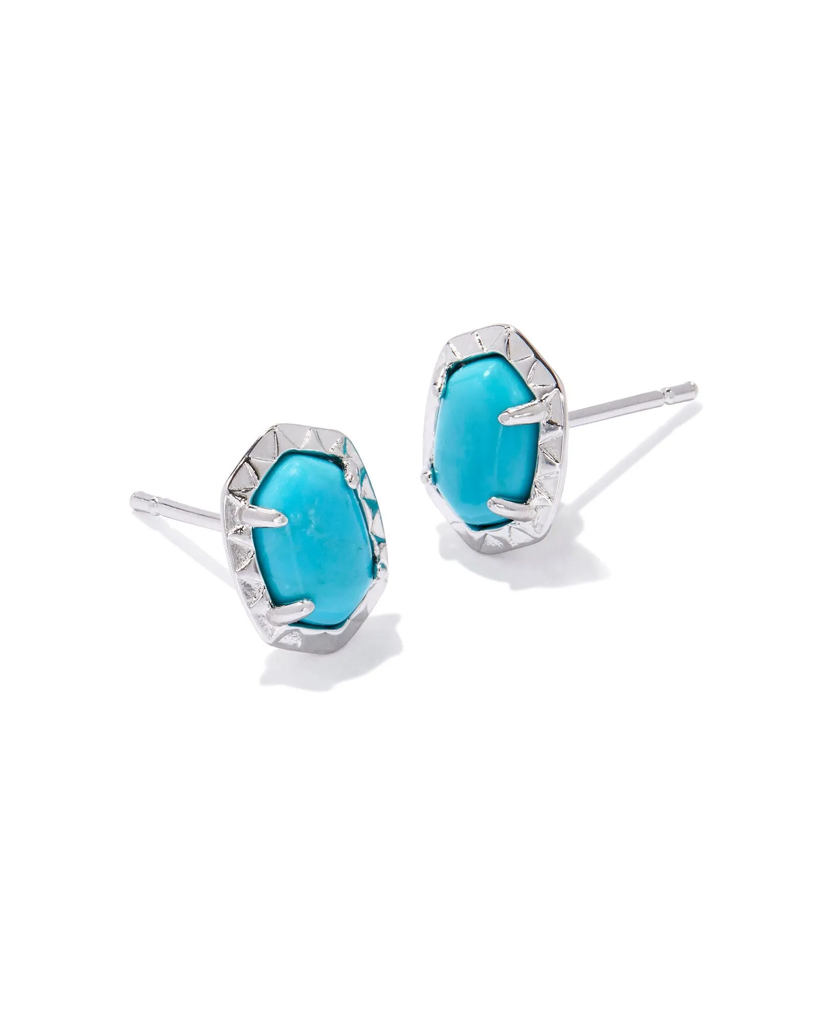 Daphne Stud Earrings in Silver Variegated Turquoise Magnesite by Kendra Scott