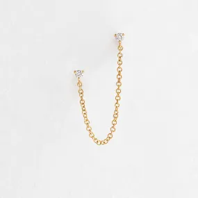 Diamond Chain Double Stud Earring - In Stock