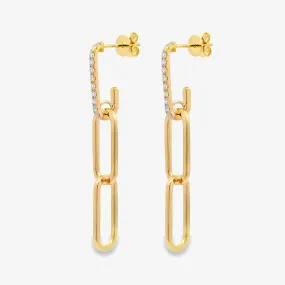 Diamond Dangling Paperclip Earrings