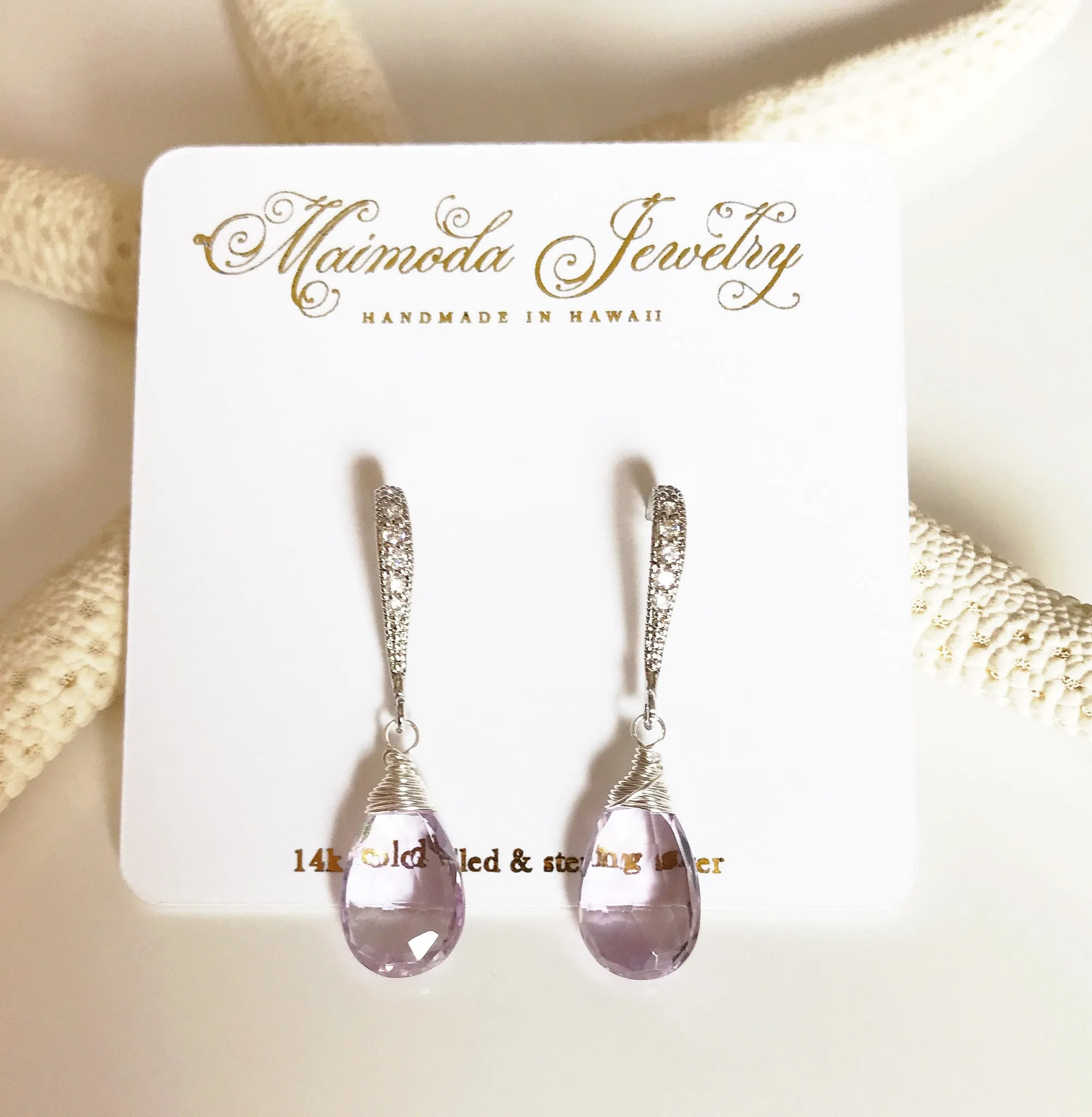 Earrings Nalani - pink amethyst (E345)