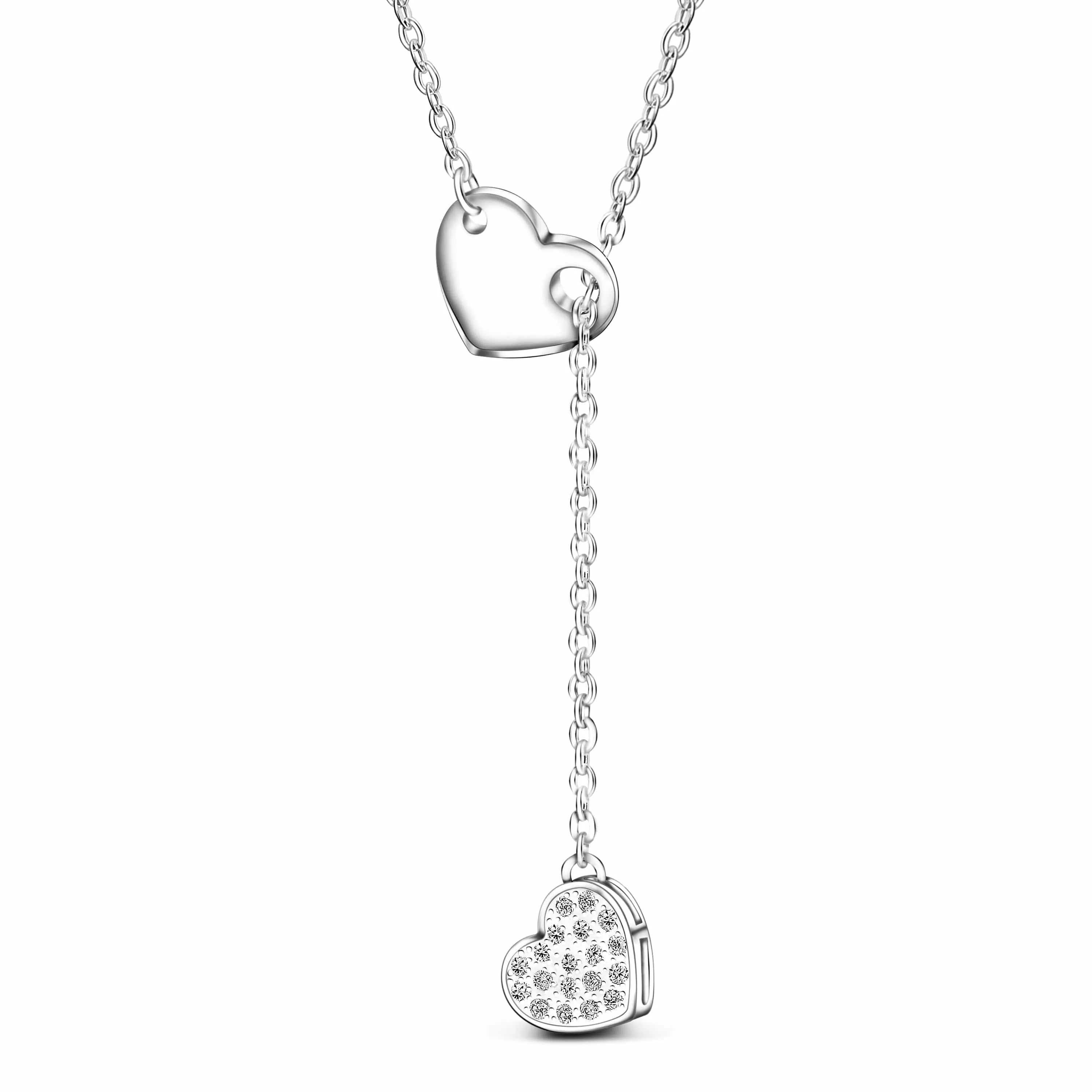 Entangled Heart Necklace Silver Adjustable Y Necklace