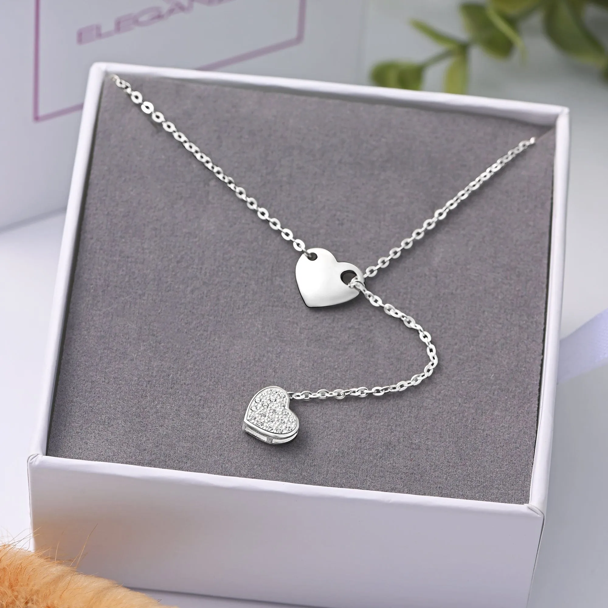 Entangled Heart Necklace Silver Adjustable Y Necklace