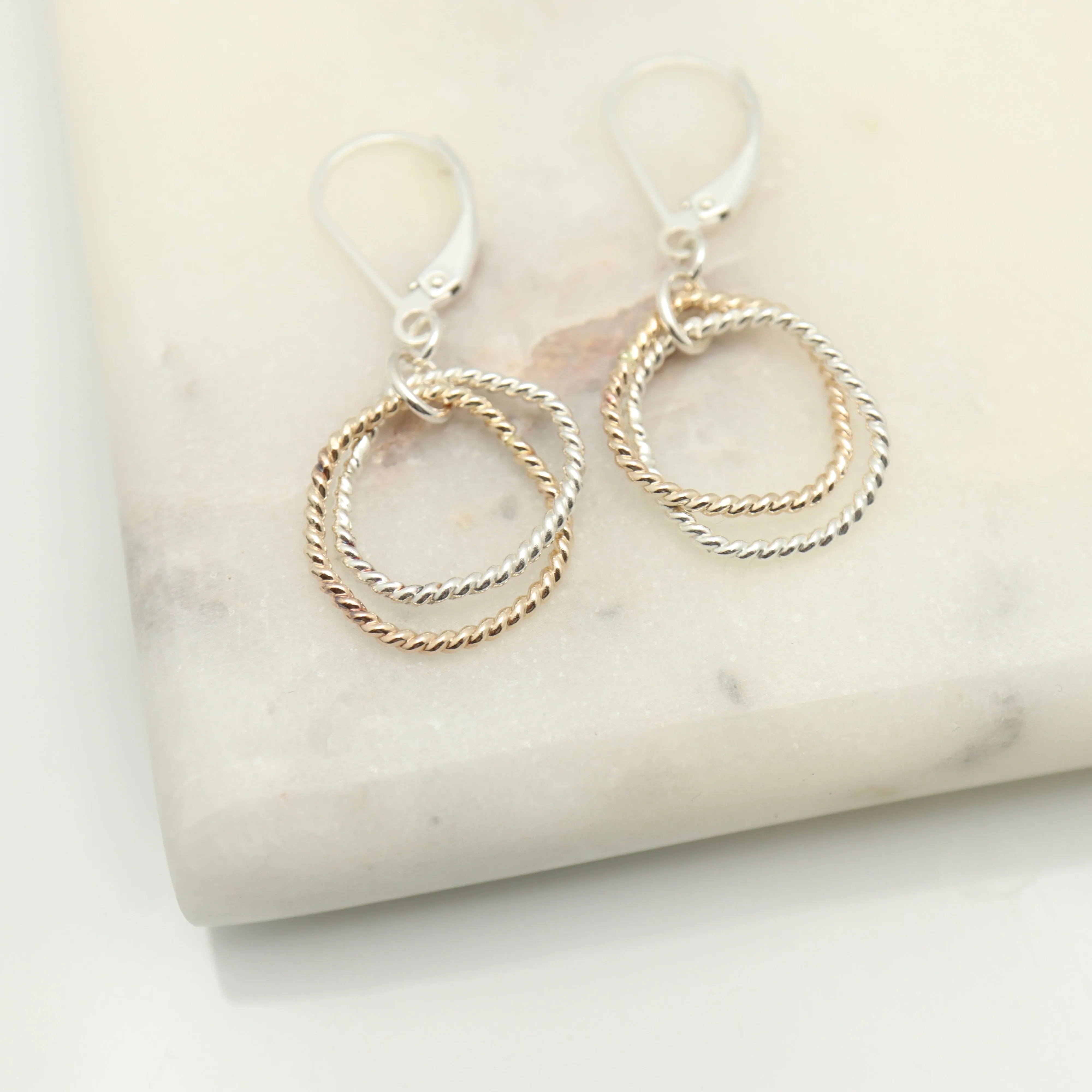 Entwined collection: Entwined Mixed Metal Freeform Hoop Earrings - Short