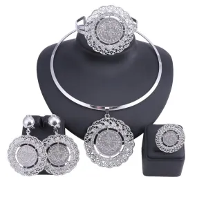 Fine Art Plate Necklace, Bracelet, Earrings & Ring Wedding Jewelry Set