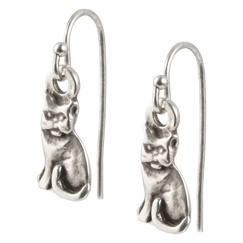 Finished Jewelry-Tiny Cat-Ear Wire Ball Earrings-Antique Silver-One Pair