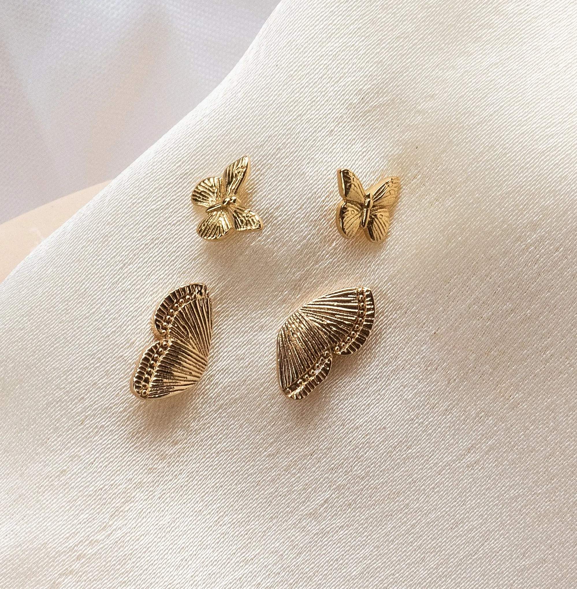 Five and Two Ellis Mini Butterfly Stud Earrings in 14k Gold Plated